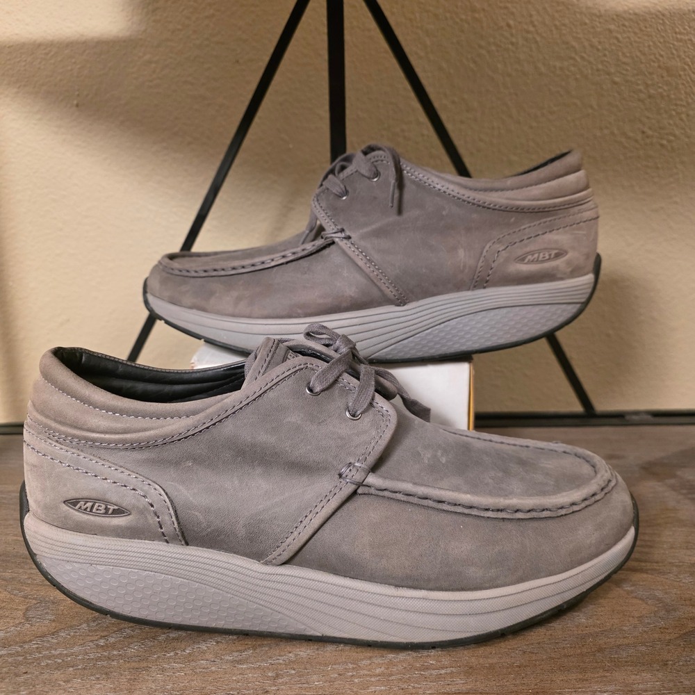 MBT Mens Gray Nubuck Rocker Bottom Walking Shoes Vibram Sole 700828-200U Size 11